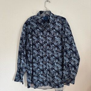 Towncraft Blue Leaf Print Shirt